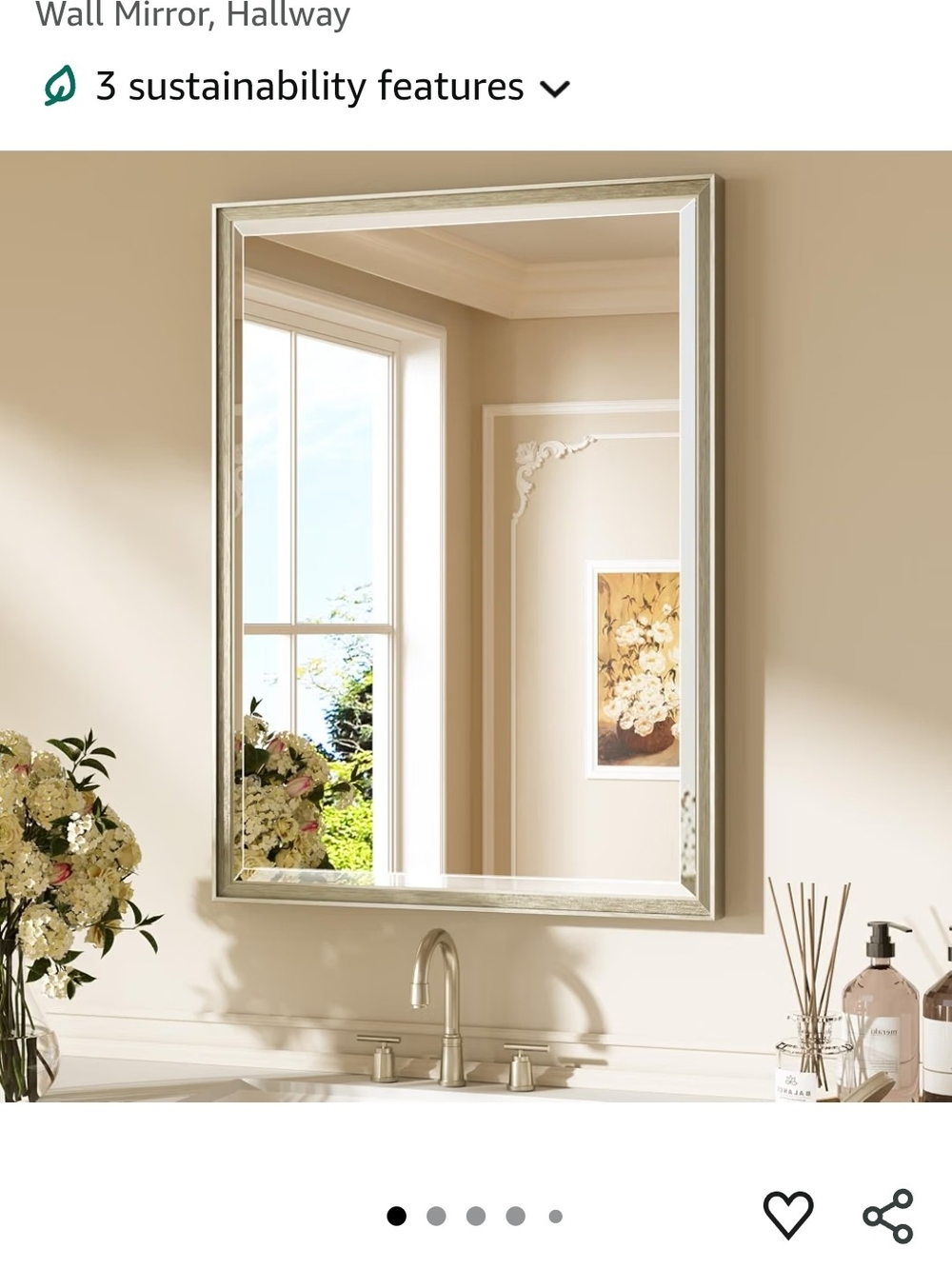 Framed Wall Mirror in Silver - Home Bath